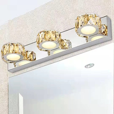 क्लियर बाथरूम स्टेनलेस स्टील LED क्रिस्टल मिरर लैम्प 46 X 5cm