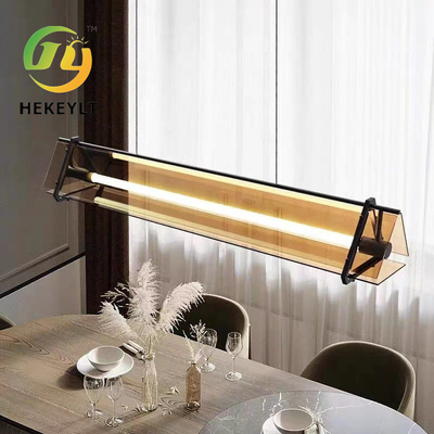 आधुनिक सरल प्रकाश लक्जरी कला एलईडी पट्टी झूमर बार रेस्तरां कार्यालय औद्योगिक ग्लास लटकन प्रकाश