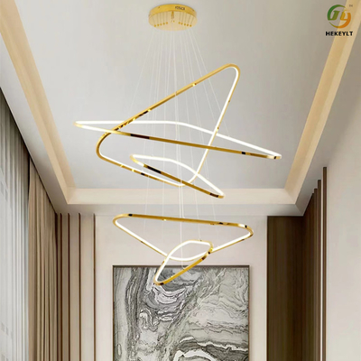 लिविंग रूम बेडरूम के लिए लक्जरी त्रिकोण स्टेनलेस स्टील आधुनिक रिंग लाइट