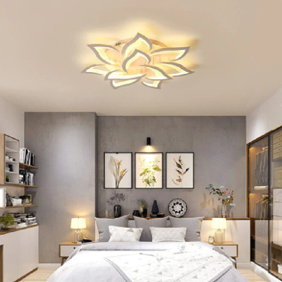 एक्रिलिक कलात्मक बेडरूम आधुनिक एलईडी छत प्रकाश सरल सजावटी सफेद फूल