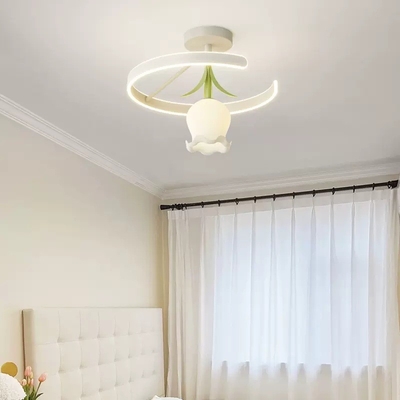 लिविंग रूम के बेडरूम के लिए डिज़ाइन सेंस वैली क्रीम लिली एलईडी सीलिंग लाइट