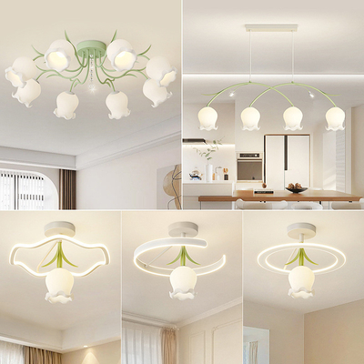 लिविंग रूम के बेडरूम के लिए डिज़ाइन सेंस वैली क्रीम लिली एलईडी सीलिंग लाइट