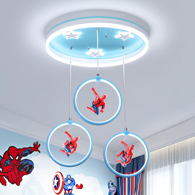 बेडरूम रूम, बच्चों के कमरे के लिए क्रिएटिव कार्टून स्पाइडर-मैन आई प्रोटेक्शन एलईडी सीलिंग लाइट