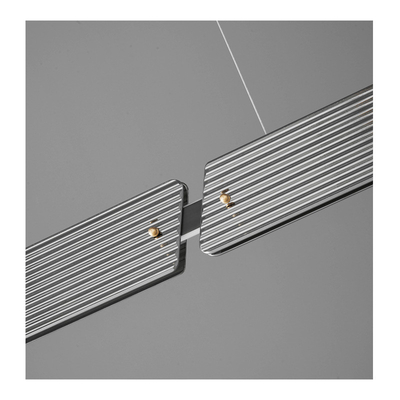 नॉर्डिक लक्जरी तांबा झूमर आधुनिक न्यूनतम लंबी पट्टी कांच एलईडी लटकन प्रकाश घर के लिए