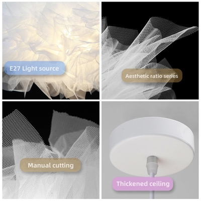 आधुनिक नॉर्डिक क्रिएटिव व्हाइट यार्न एलईडी झूमर सरल सफेद बादल लटकन प्रकाश बेडरूम के लिए