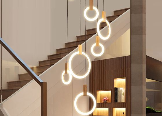 आधुनिक सर्कल एक्रिलिक विला सीढ़ी होटल भोजन कक्ष ड्रॉप लैंप प्रकाश स्थिरता