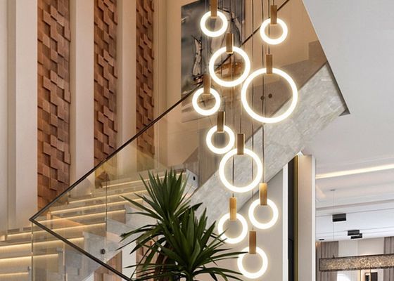 आधुनिक सर्कल एक्रिलिक विला सीढ़ी होटल भोजन कक्ष ड्रॉप लैंप प्रकाश स्थिरता