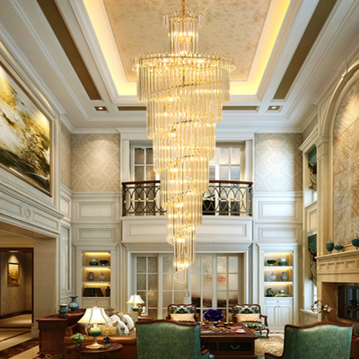 होटल सीढ़ी लक्जरी सोना आधुनिक क्रिस्टल झूमर दीया 450cm